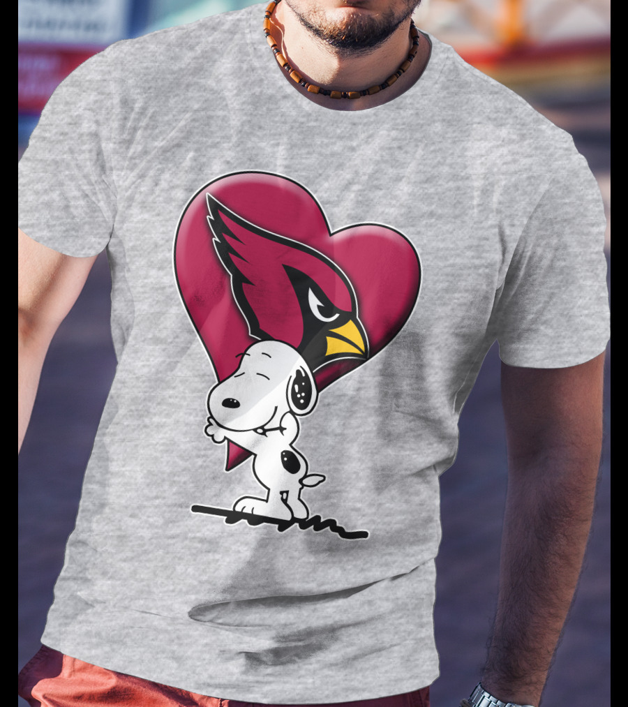 Snoopy Hugging Arizona Cardinals Heart T-Shirt
