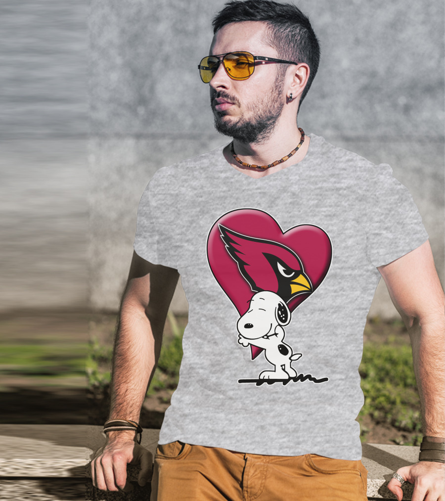 Snoopy Hugging Arizona Cardinals Heart T-Shirt