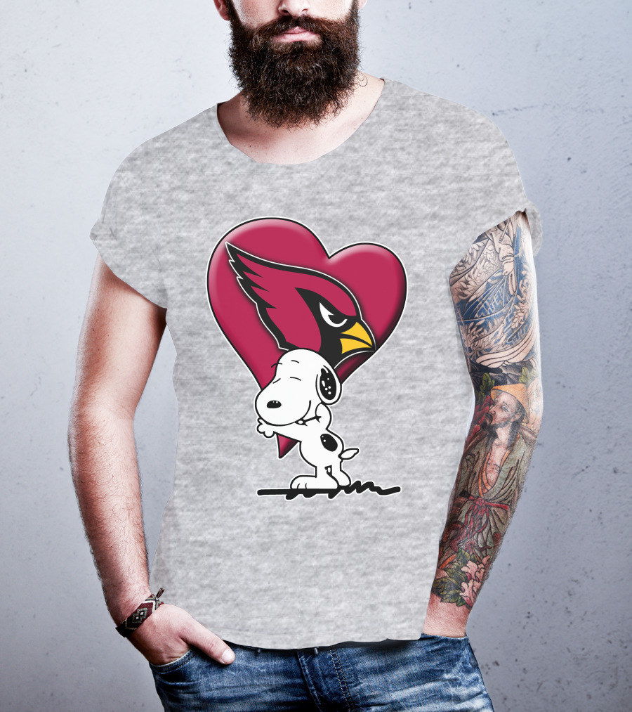Snoopy Hugging Arizona Cardinals Heart T-Shirt