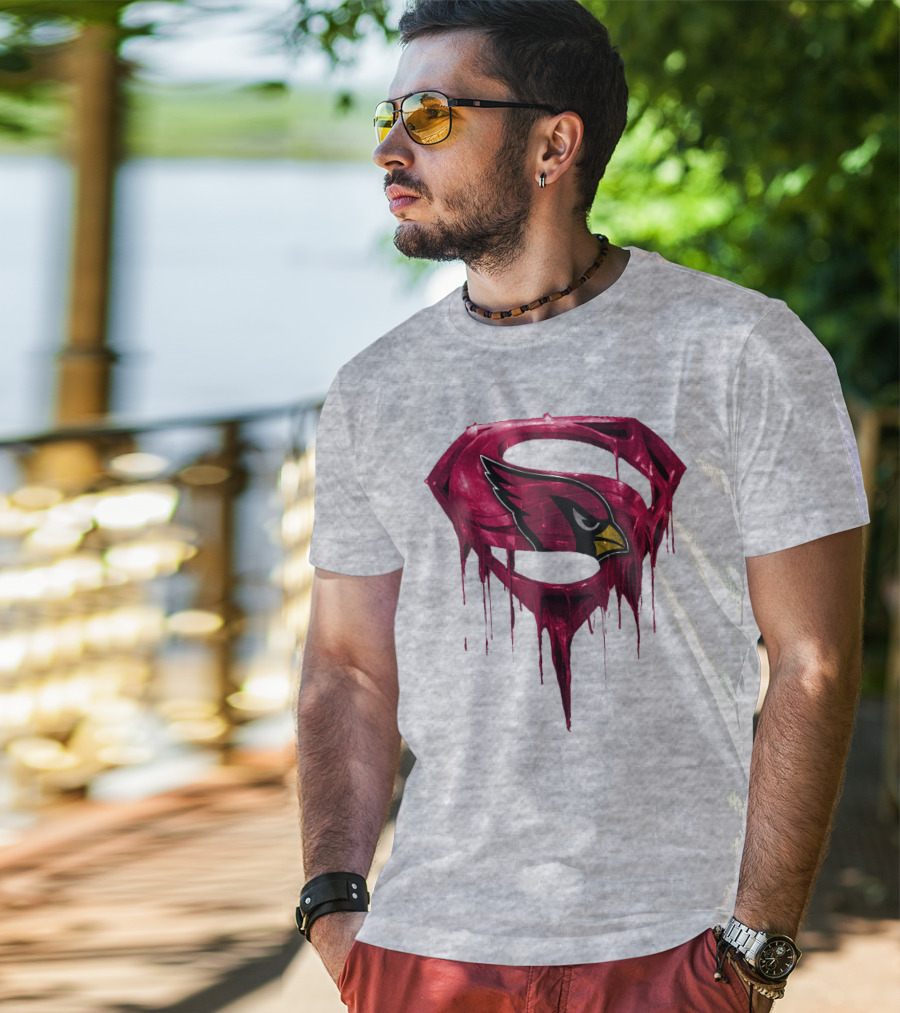 SPM Arizona Cardinals Dripping Super Hero Emblem T-Shirt
