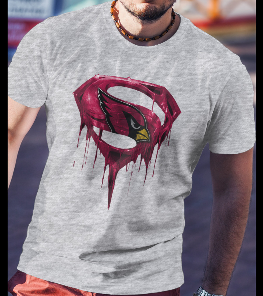 SPM Arizona Cardinals Dripping Super Hero Emblem T-Shirt