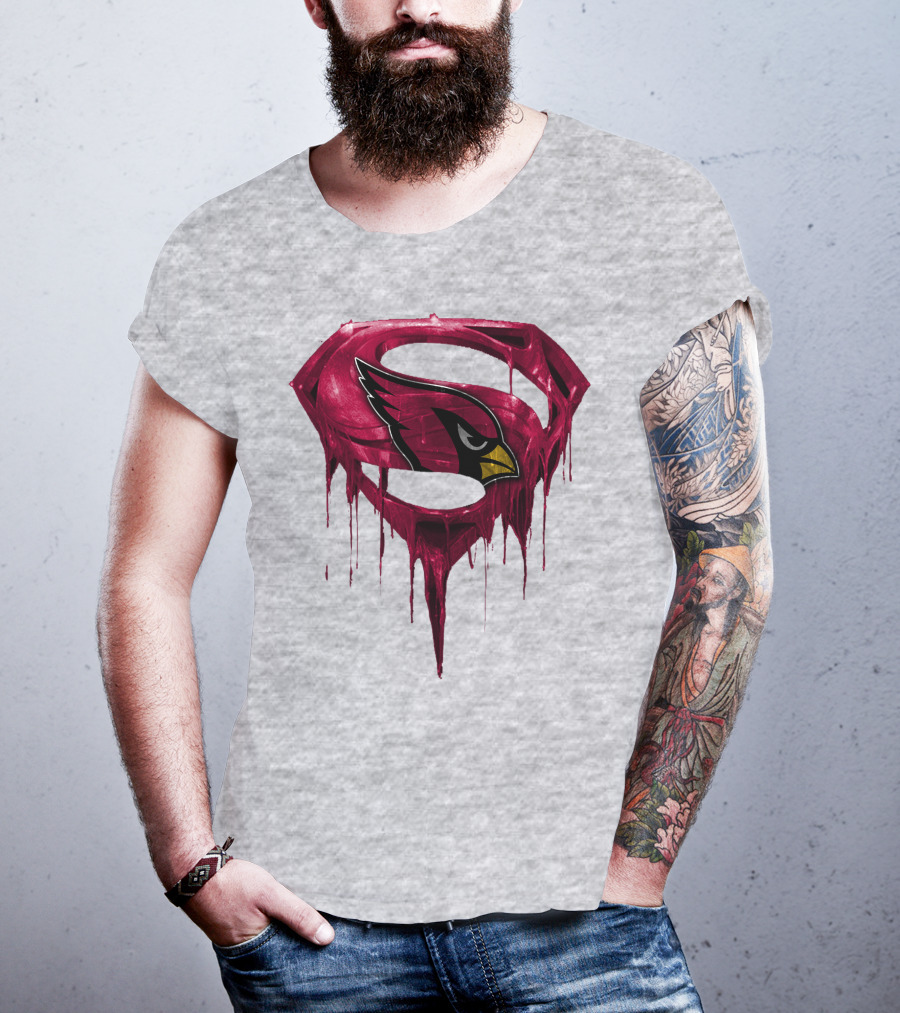 SPM Arizona Cardinals Dripping Super Hero Emblem T-Shirt