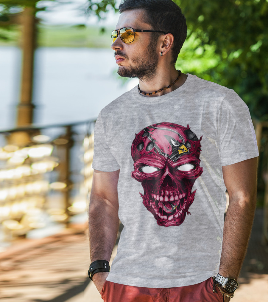 Skull V2 Arizona Cardinals Logo Fusion T-Shirt