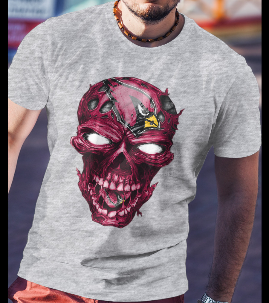 Skull V2 Arizona Cardinals Logo Fusion T-Shirt