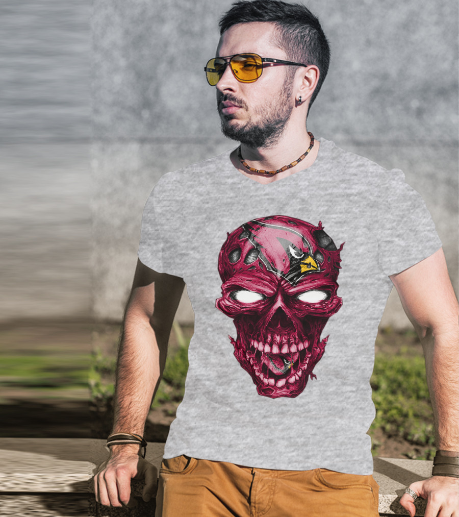Skull V2 Arizona Cardinals Logo Fusion T-Shirt