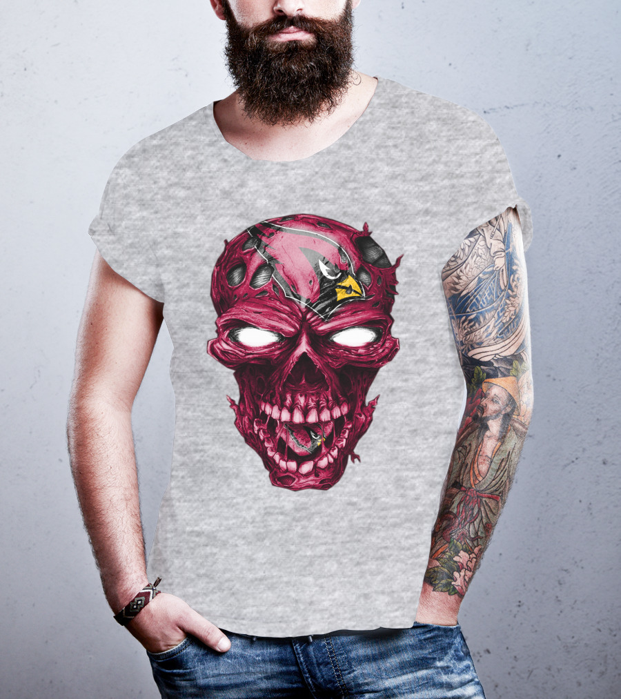 Skull V2 Arizona Cardinals Logo Fusion T-Shirt