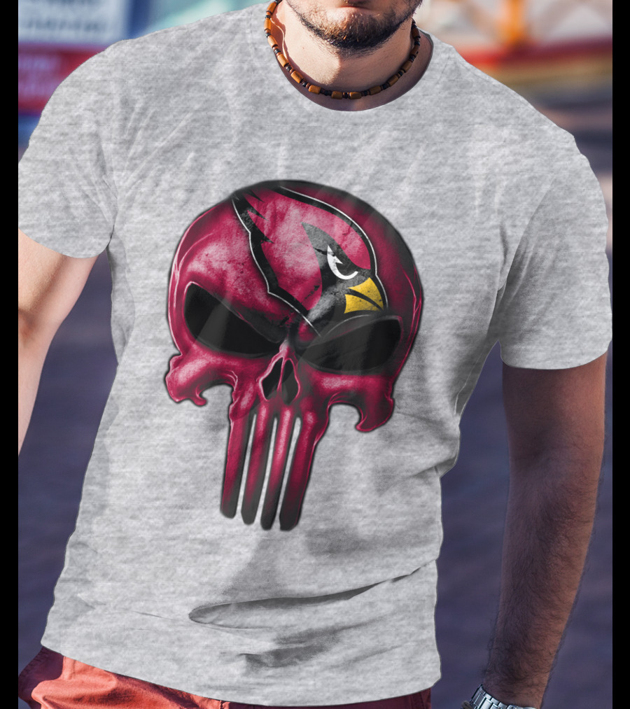 Skull Arizona Cardinals Logo Face T-Shirt