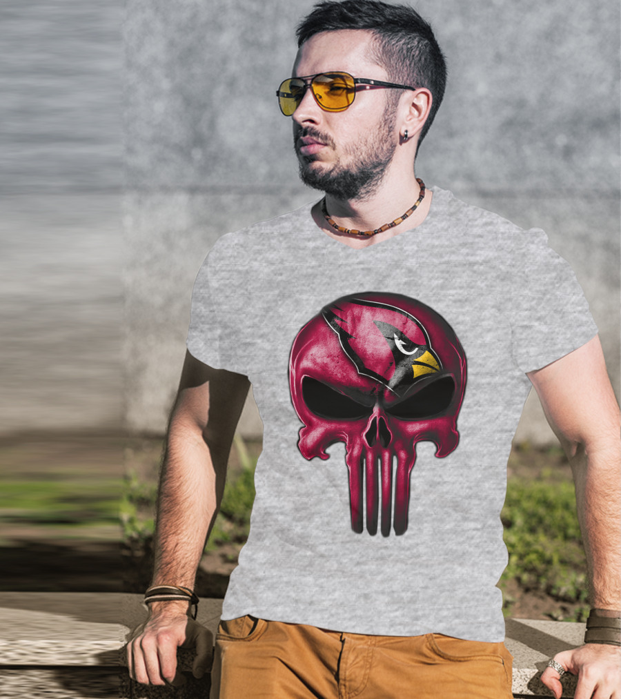 Skull Arizona Cardinals Logo Face T-Shirt