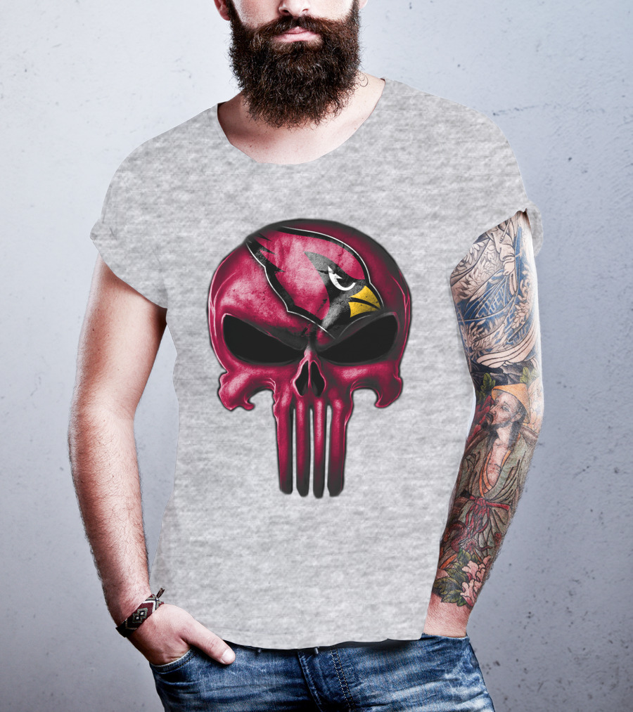 Skull Arizona Cardinals Logo Face T-Shirt