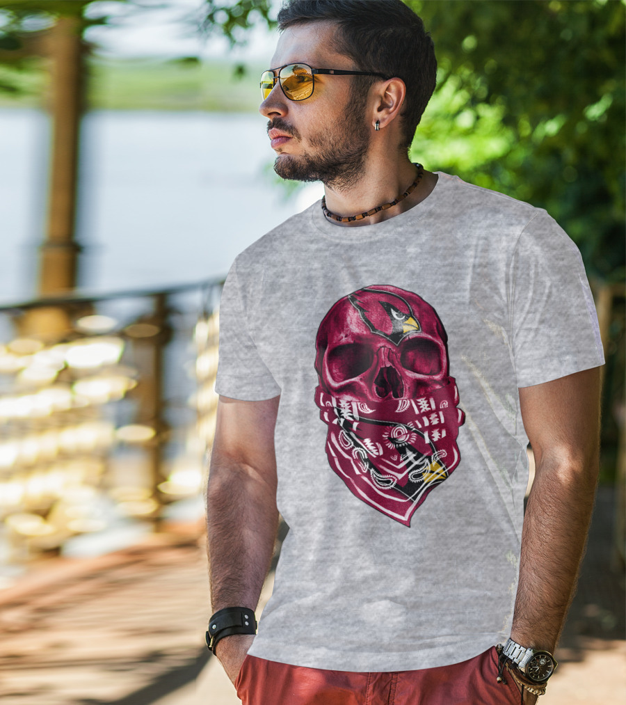 Arizona Cardinals Skull Bandana V5 T-Shirt