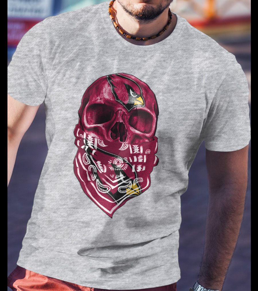 Arizona Cardinals Skull Bandana V5 T-Shirt