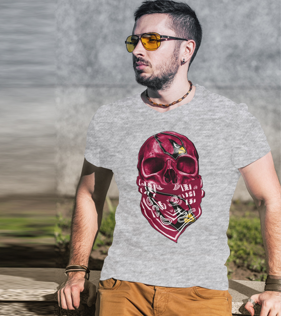 Arizona Cardinals Skull Bandana V5 T-Shirt