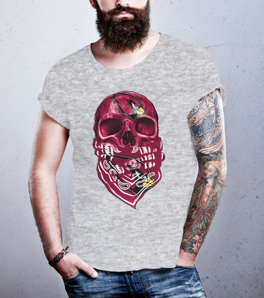 Arizona Cardinals Skull Bandana V5 T-Shirt