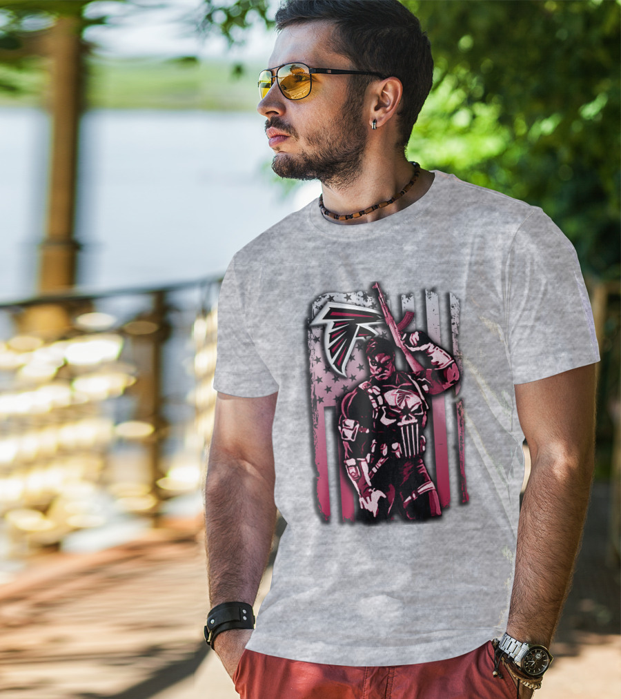 Atlanta Falcons Punisher Soldier American Flag T-Shirt