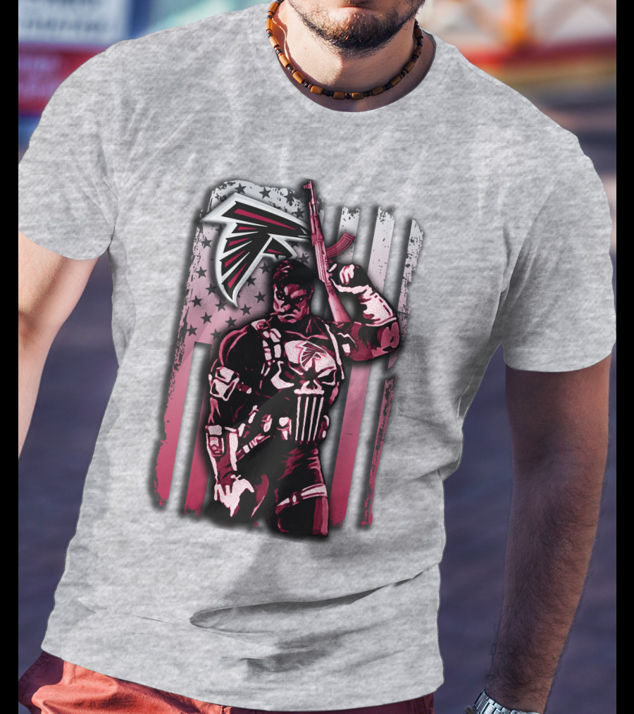 Atlanta Falcons Punisher Soldier American Flag T-Shirt