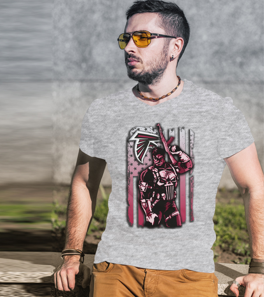 Atlanta Falcons Punisher Soldier American Flag T-Shirt