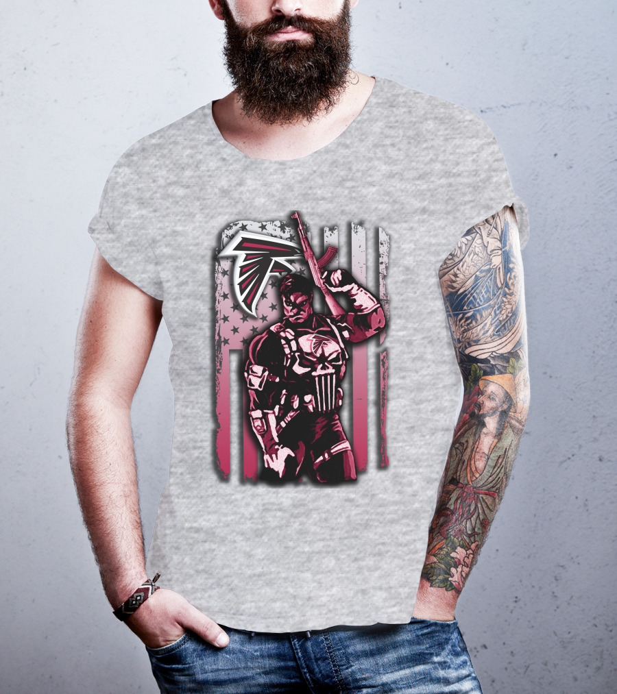 Atlanta Falcons Punisher Soldier American Flag T-Shirt