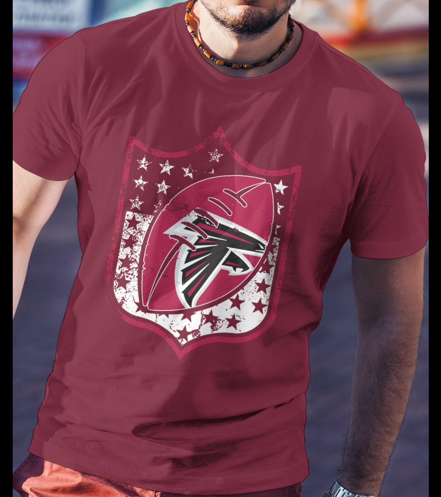 Atlanta Falcons Nfl Logo Shield 42 Red Football Stars T-Shirt