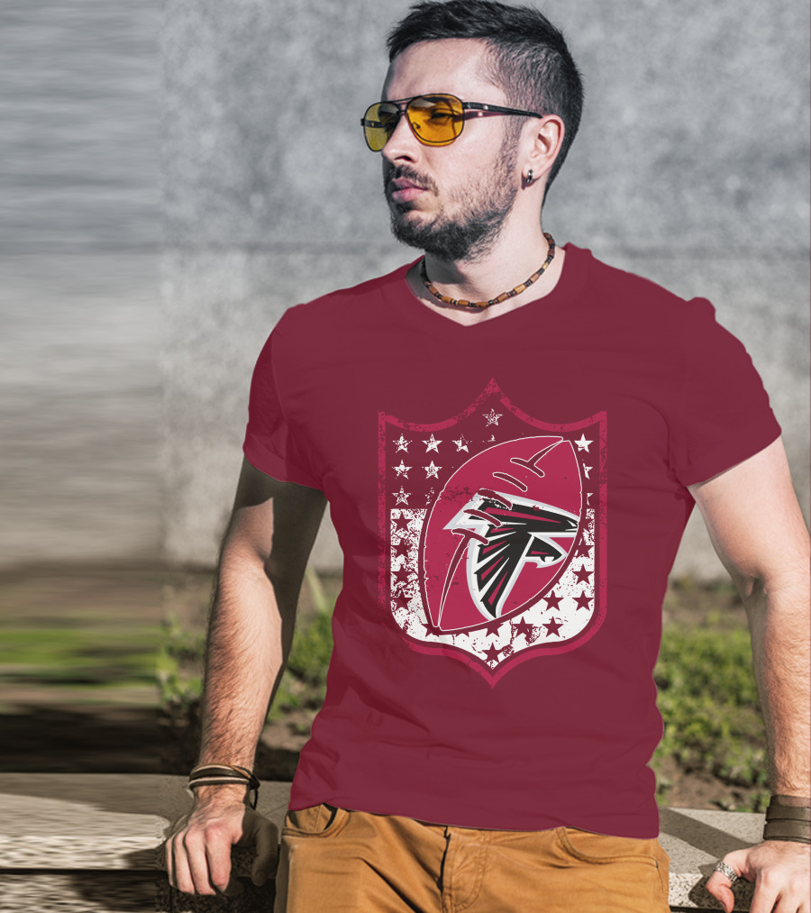 Atlanta Falcons Nfl Logo Shield 42 Red Football Stars T-Shirt