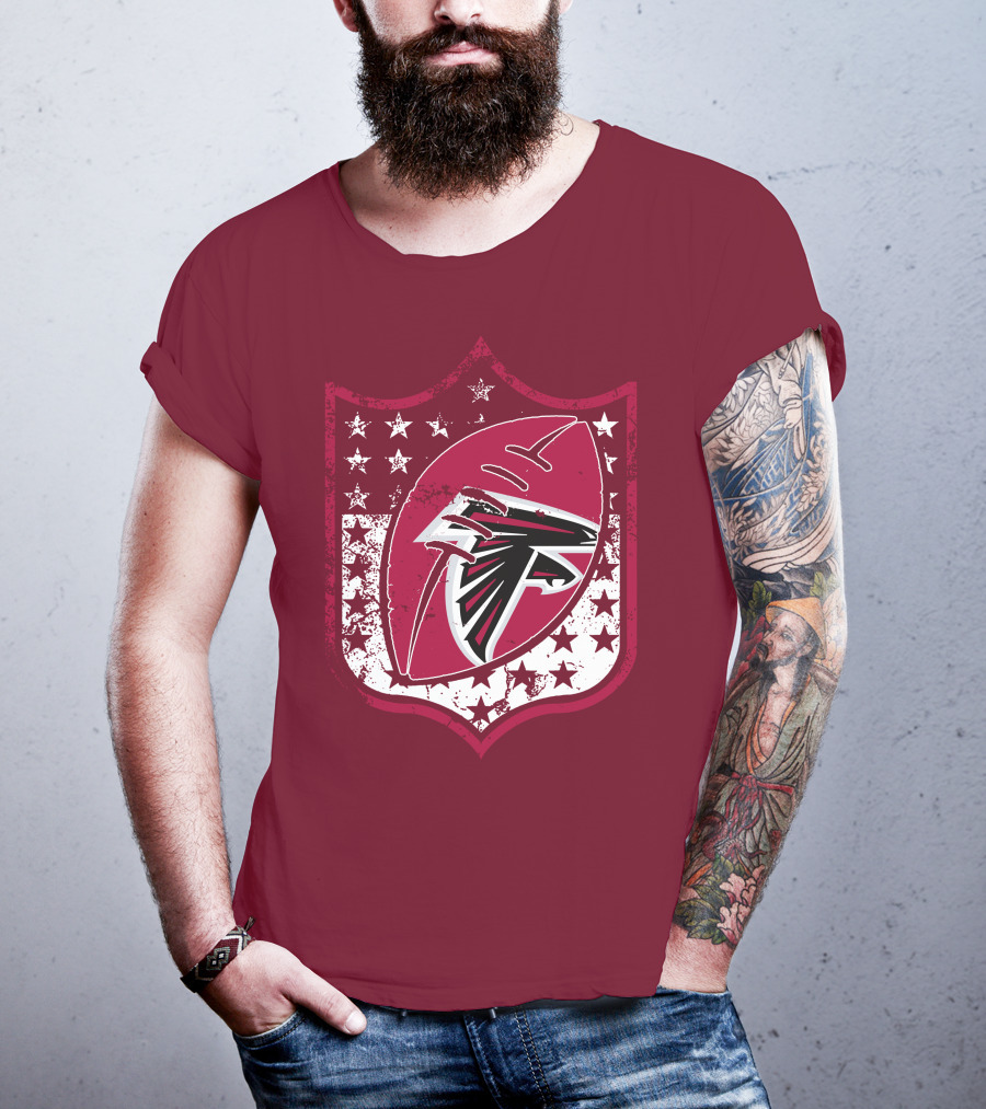 Atlanta Falcons Nfl Logo Shield 42 Red Football Stars T-Shirt