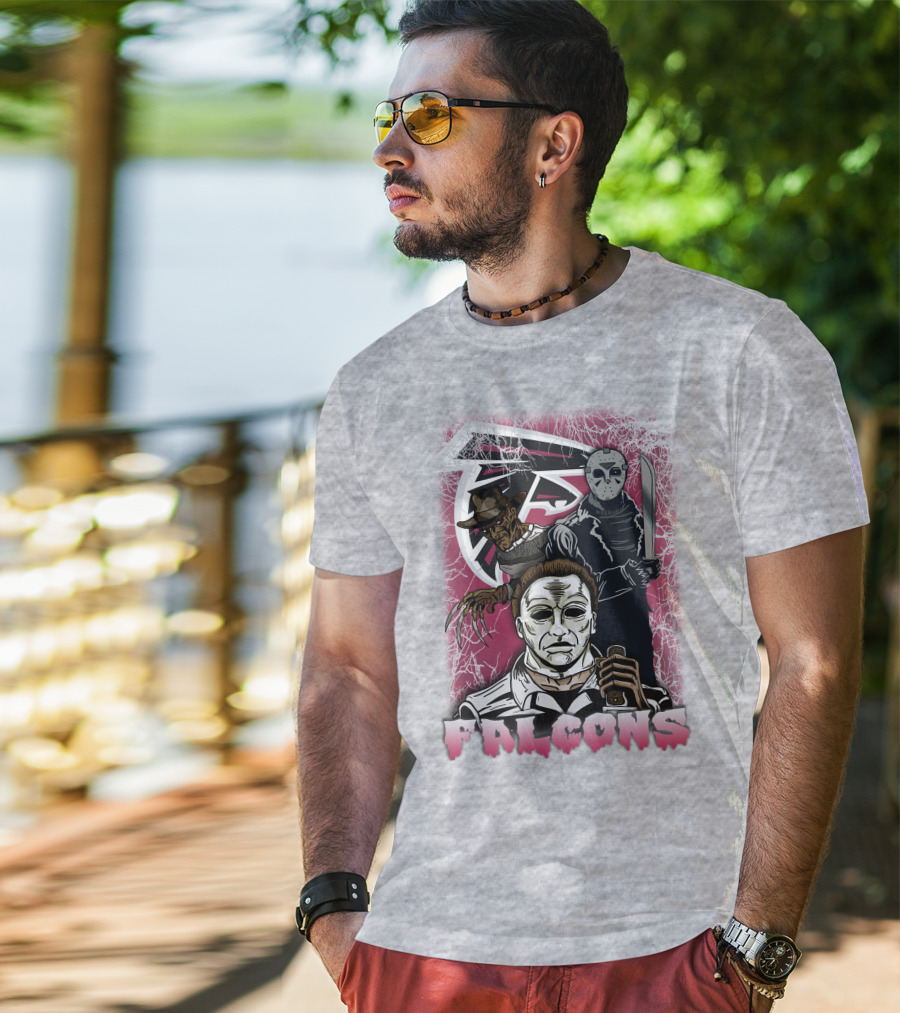 Atlanta Falcons Horror Villains Michael Myers Freddy Krueger Jason Voorhees T-Shirt