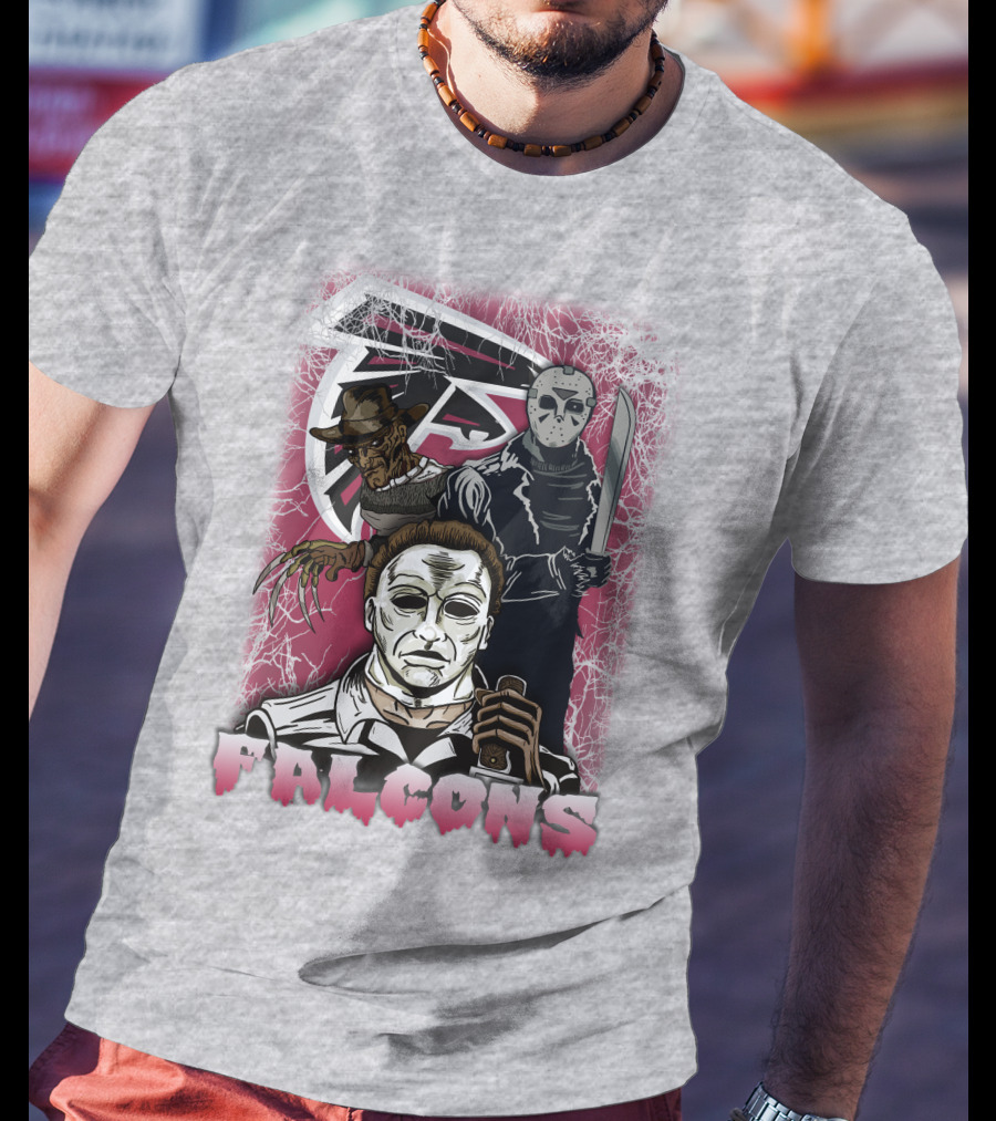 Atlanta Falcons Horror Villains Michael Myers Freddy Krueger Jason Voorhees T-Shirt