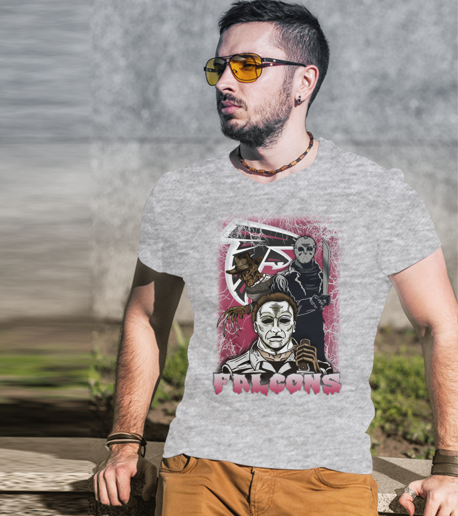 Atlanta Falcons Horror Villains Michael Myers Freddy Krueger Jason Voorhees T-Shirt