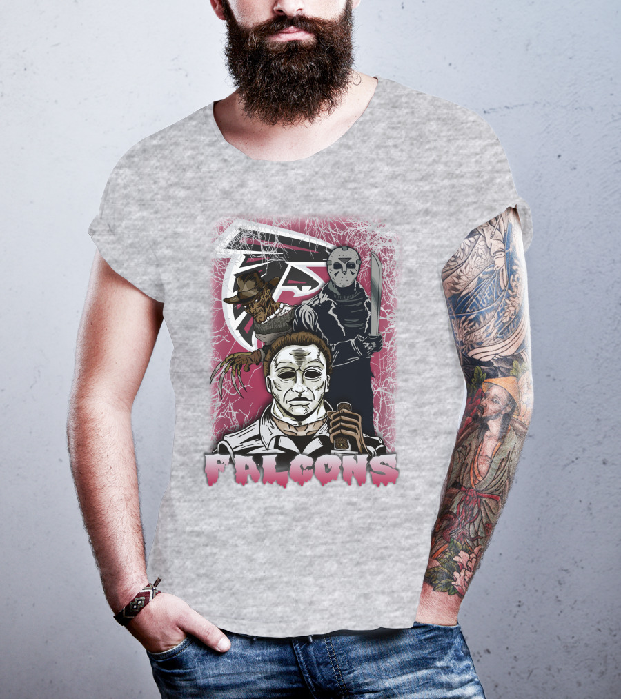 Atlanta Falcons Horror Villains Michael Myers Freddy Krueger Jason Voorhees T-Shirt