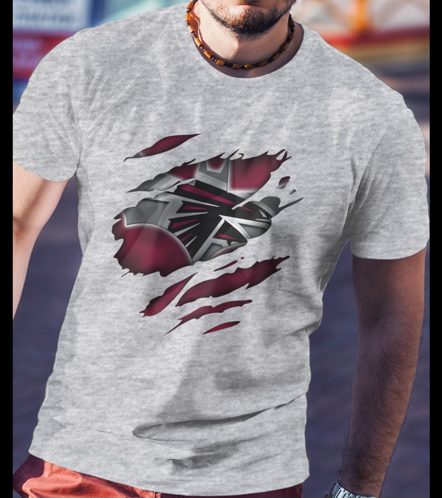 Atlanta Falcons Logo Ripped Claw Marks T-Shirt
