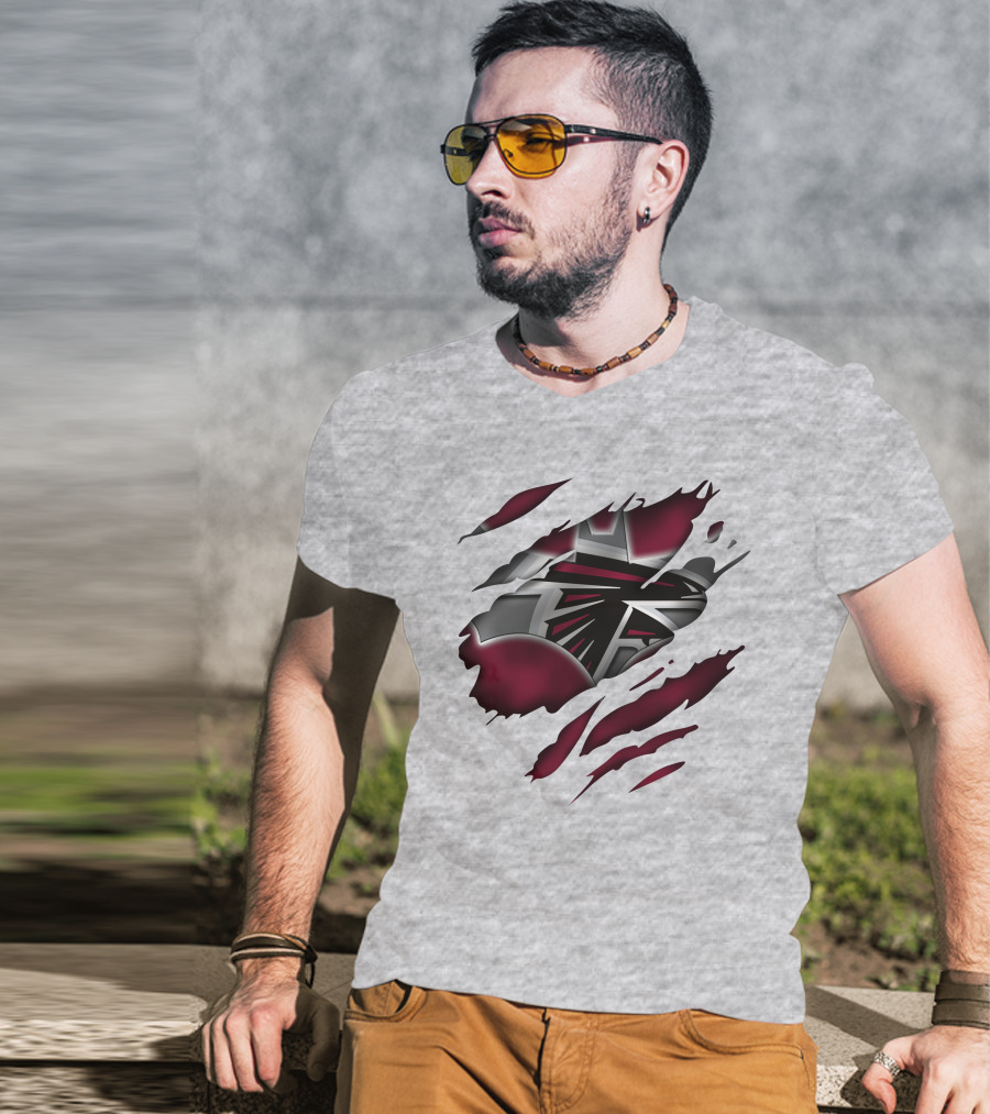 Atlanta Falcons Logo Ripped Claw Marks T-Shirt
