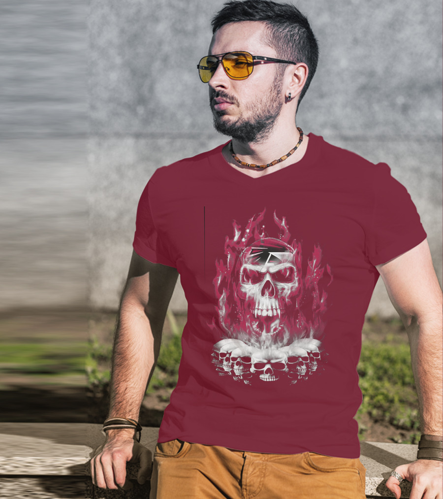 Atlanta Falcons 57 Flaming Skull T-Shirt