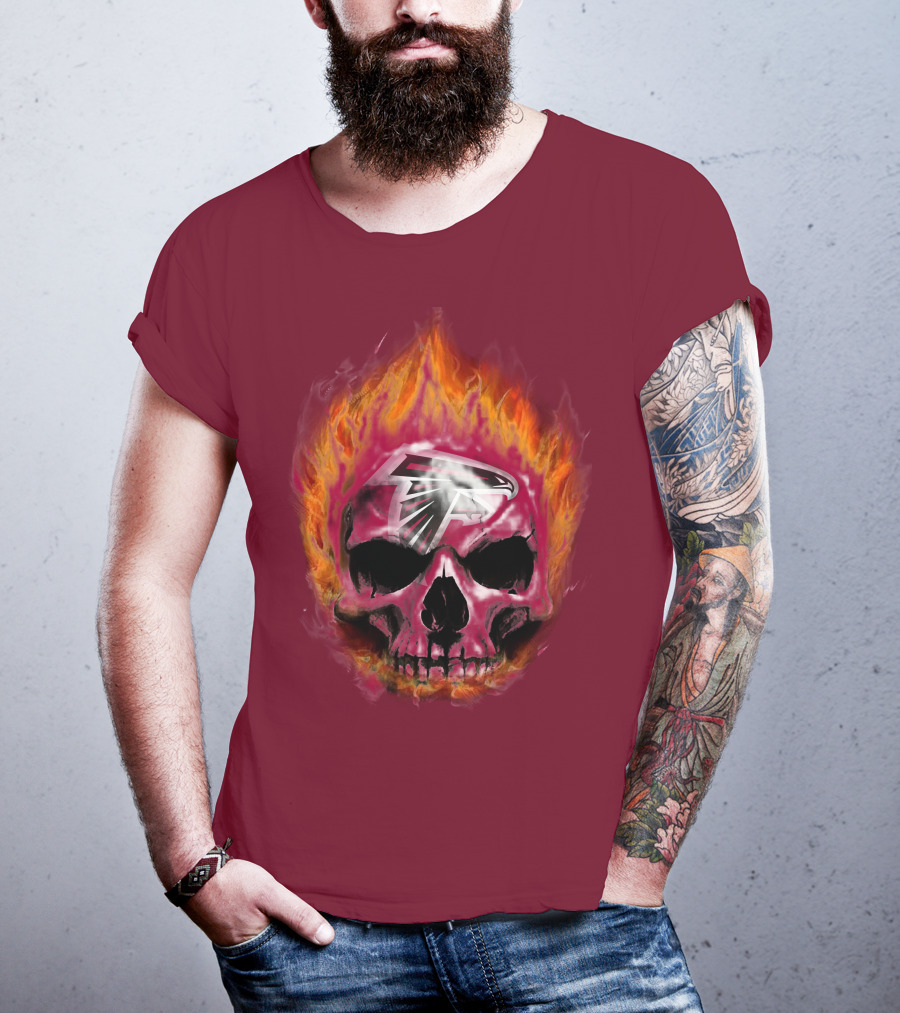 Atlanta Falcons Flaming Skull T-Shirt