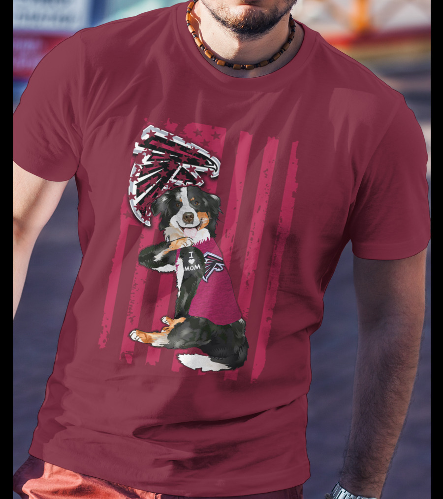 Atlanta Falcons Border Collie I Love Mom T-Shirt