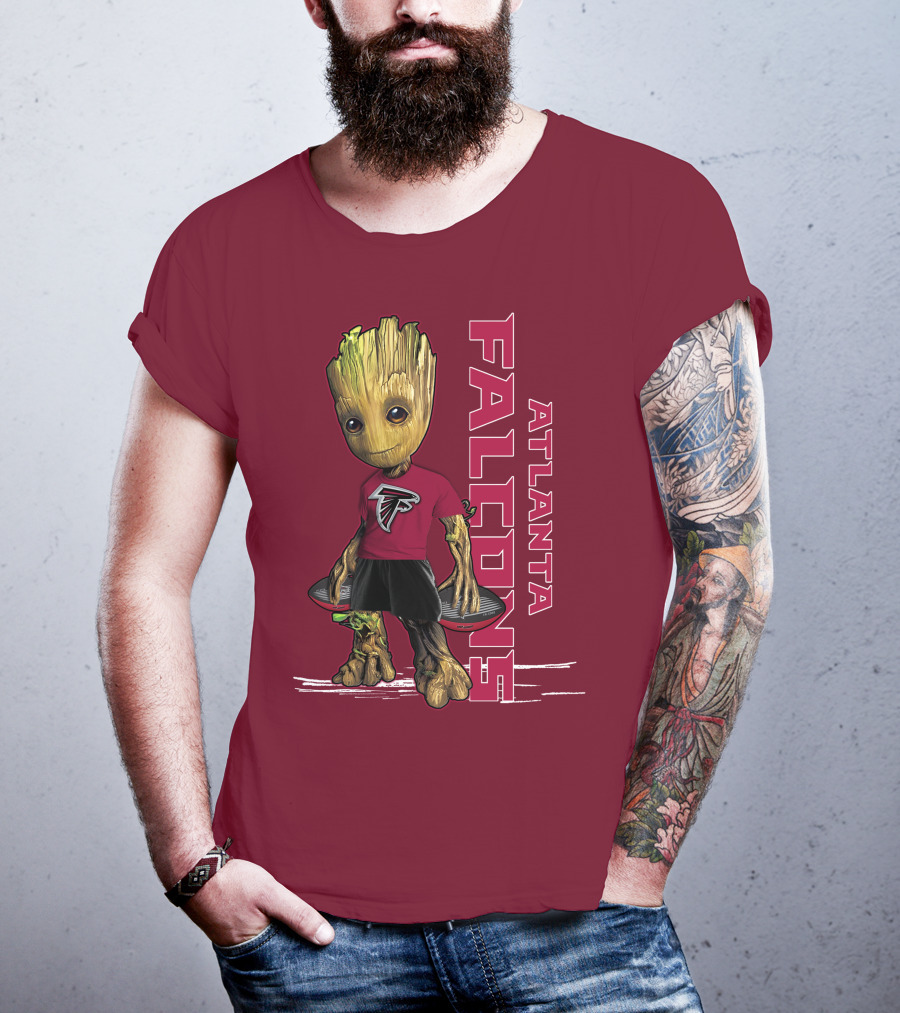 Groot Atlanta Falcons Fan Character Holding Atlanta Falcons T-Shirt