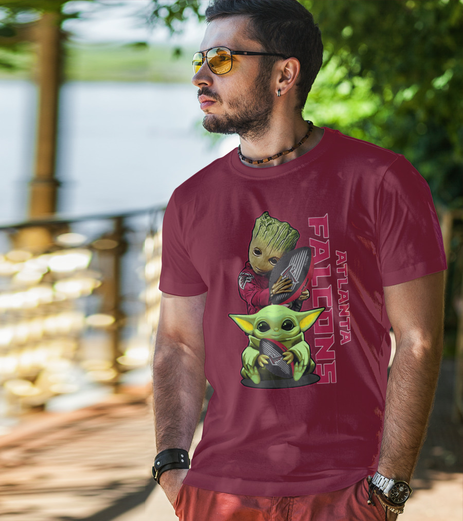 Grzd Atlanta Falcons Groot Baby Yoda Football T-Shirt