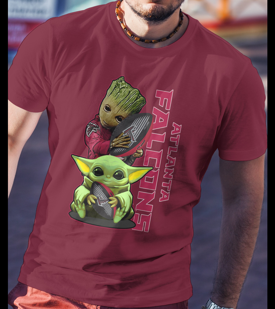 Grzd Atlanta Falcons Groot Baby Yoda Football T-Shirt