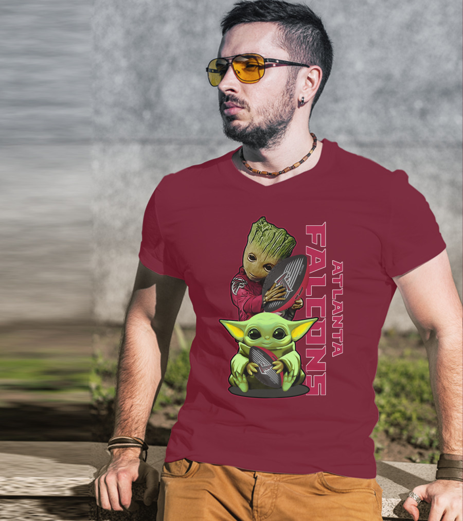 Grzd Atlanta Falcons Groot Baby Yoda Football T-Shirt