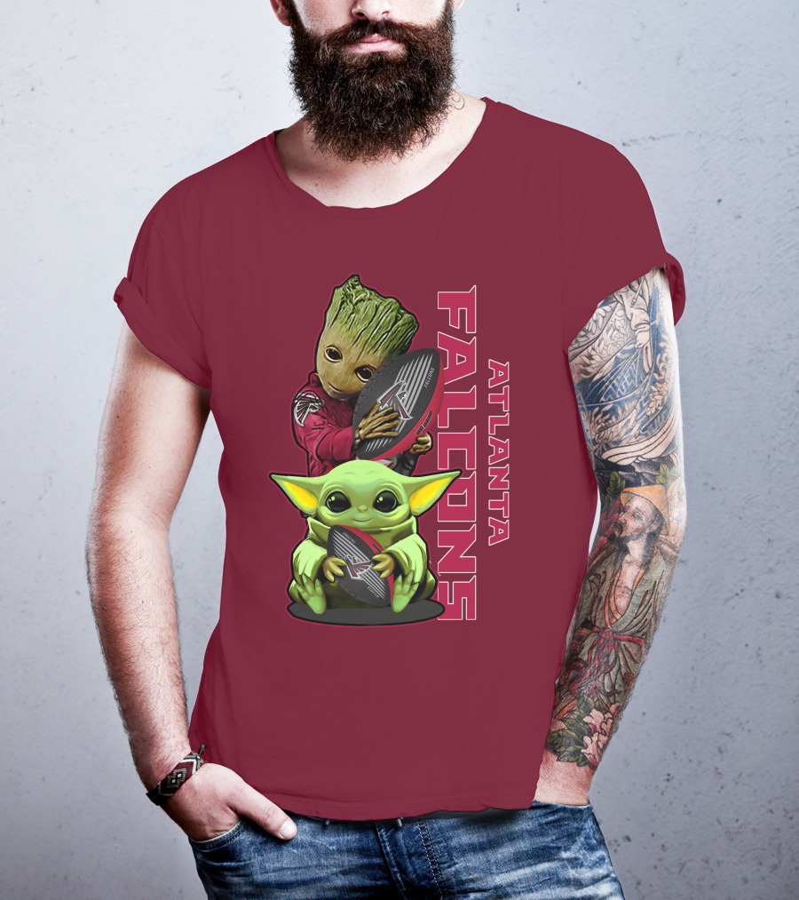 Grzd Atlanta Falcons Groot Baby Yoda Football T-Shirt