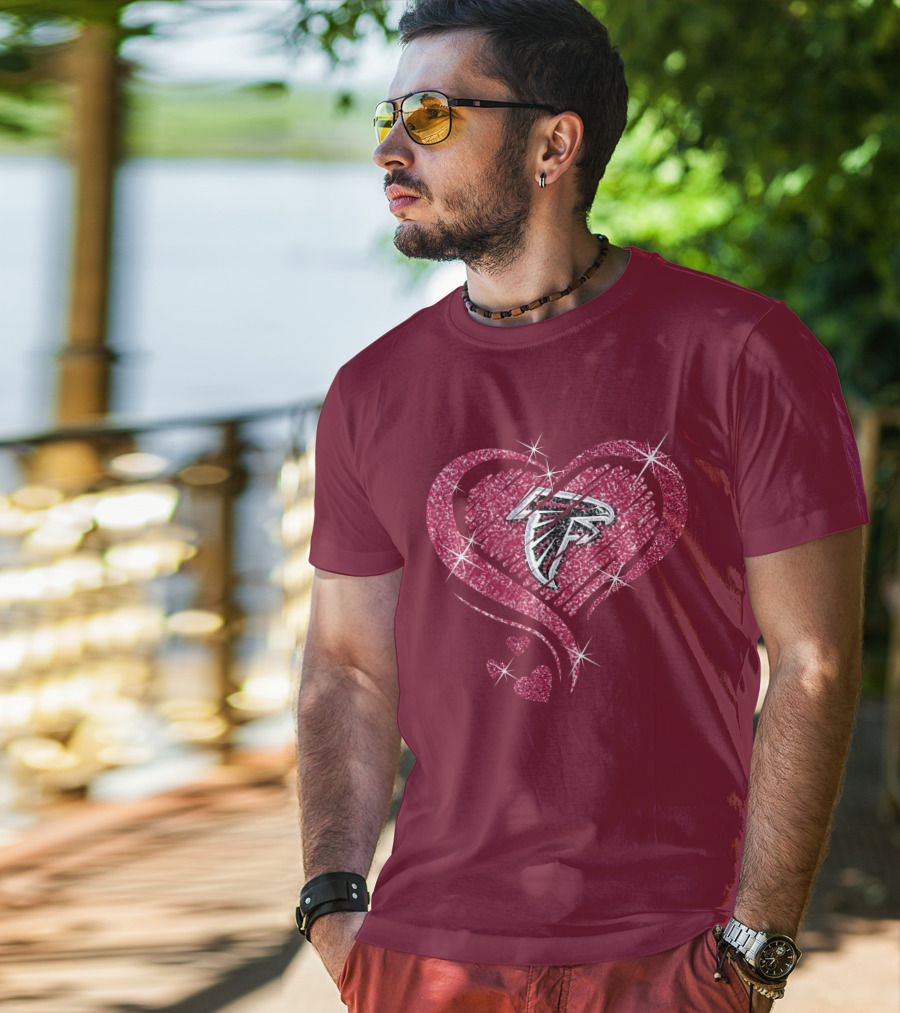 Atlanta Falcons Glitter Heart Diamond T-Shirt