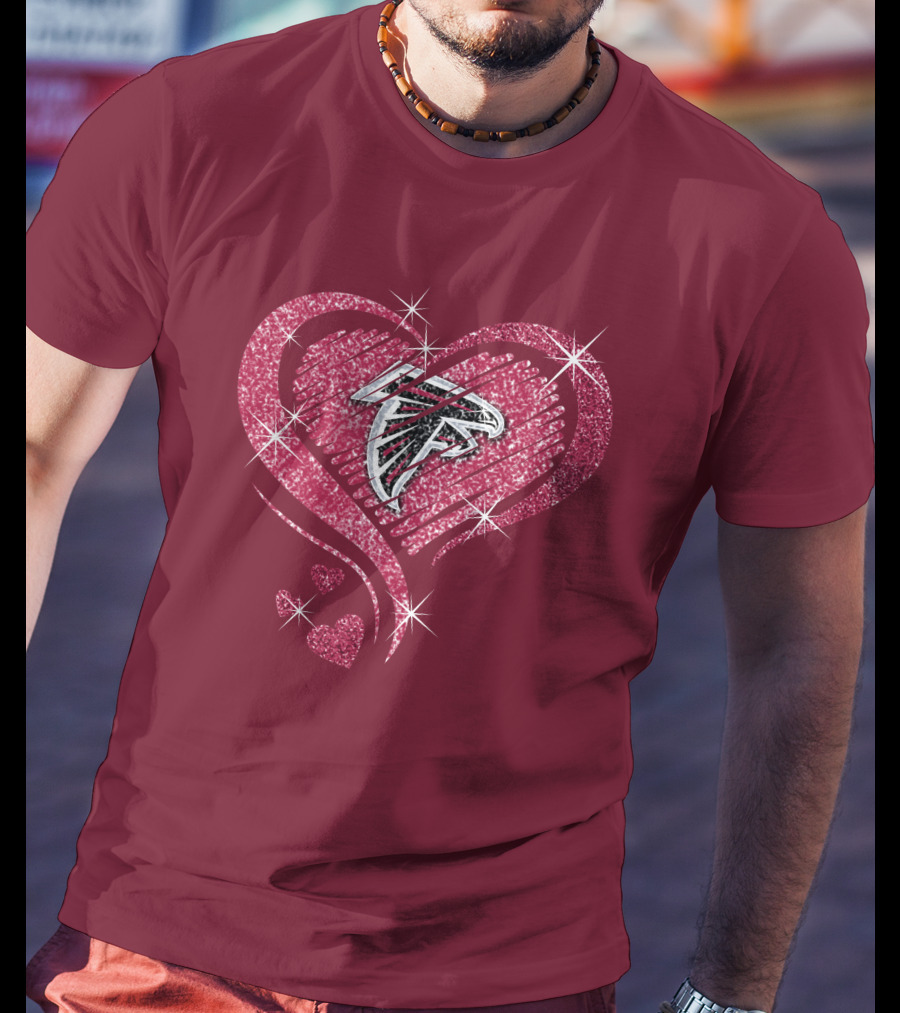 Atlanta Falcons Glitter Heart Diamond T-Shirt