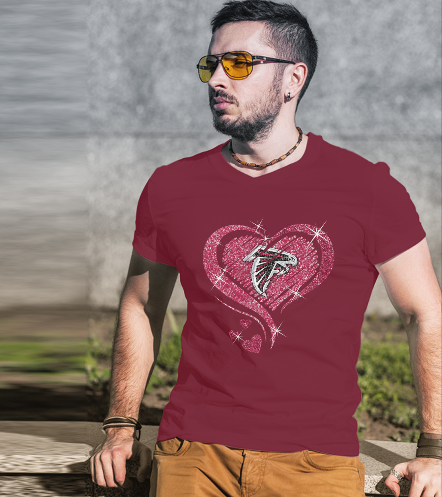 Atlanta Falcons Glitter Heart Diamond T-Shirt