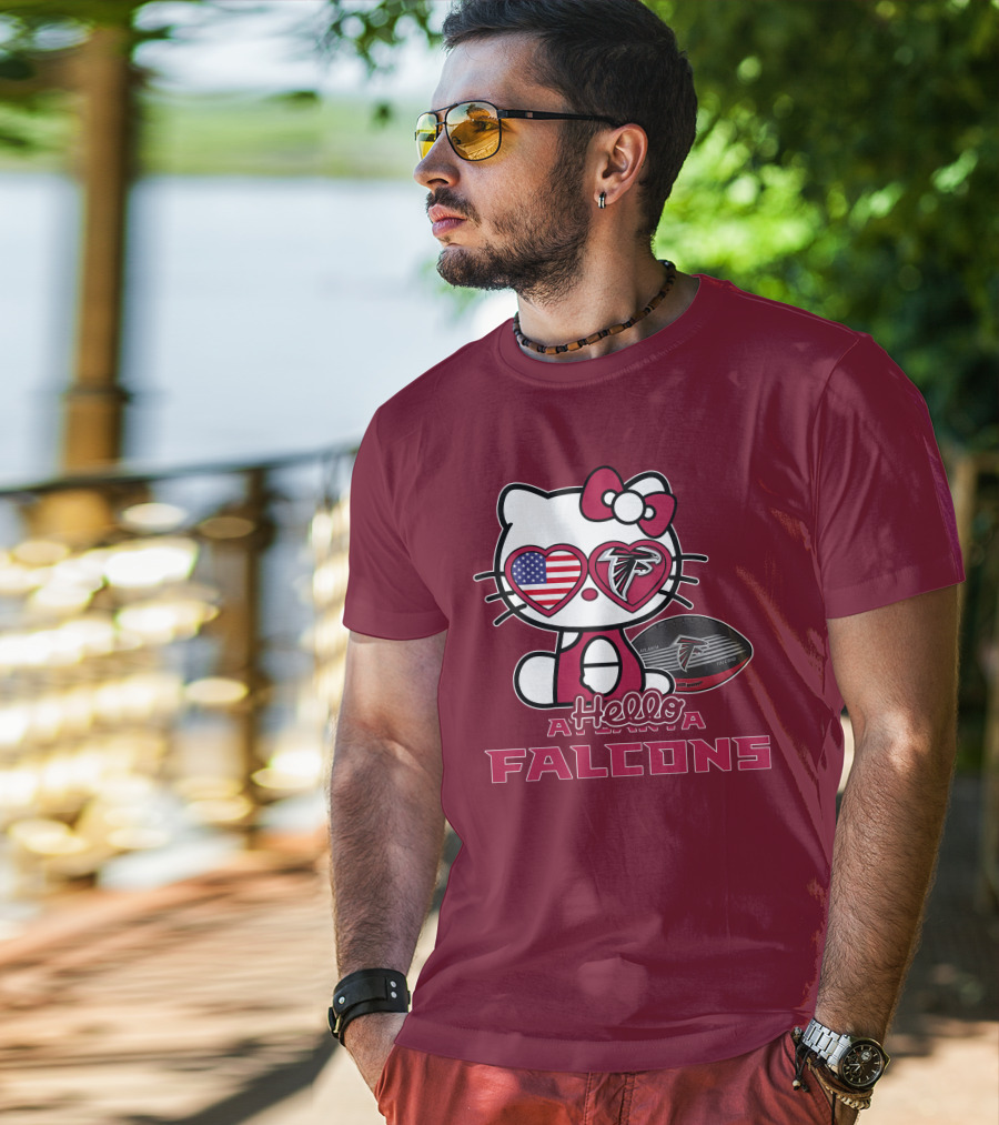 Hello Kitty Atlanta Falcons American Flag Football T-Shirt
