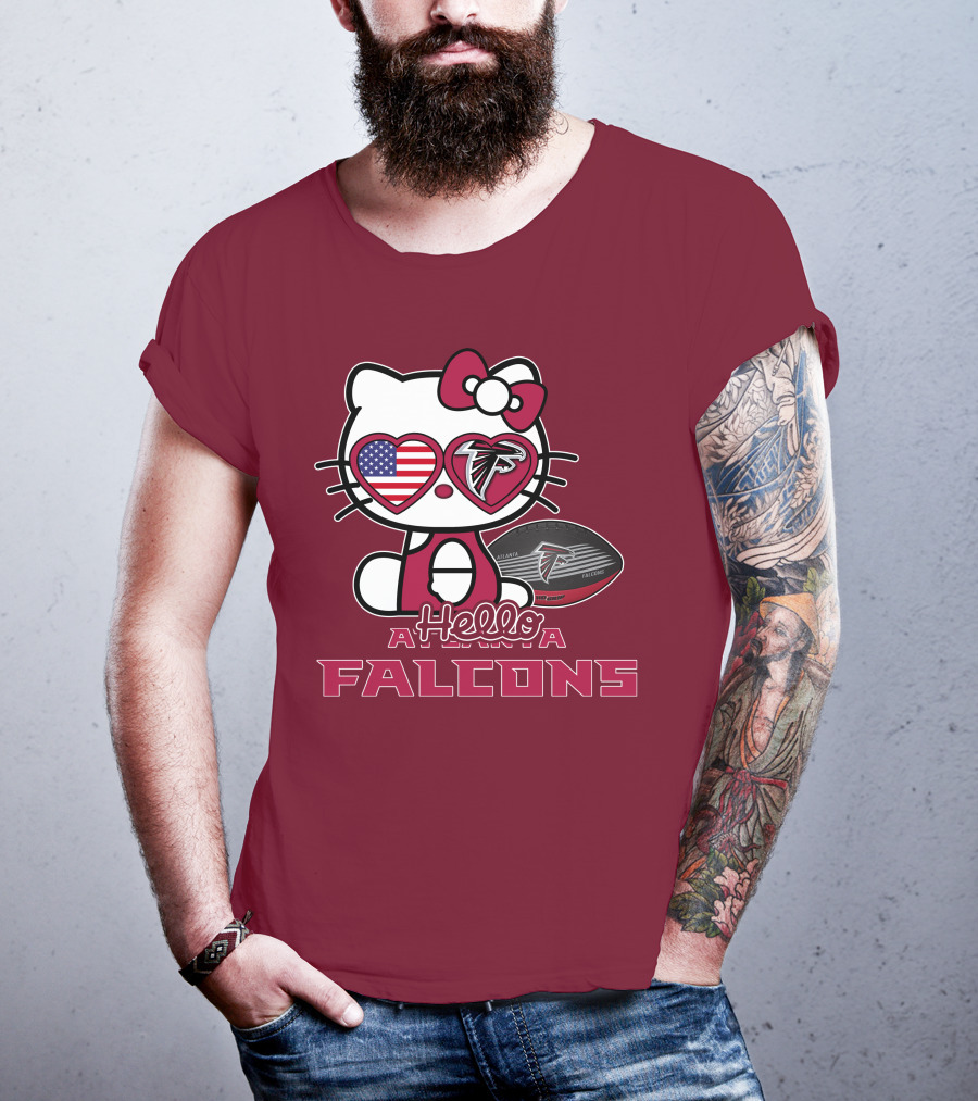 Hello Kitty Atlanta Falcons American Flag Football T-Shirt