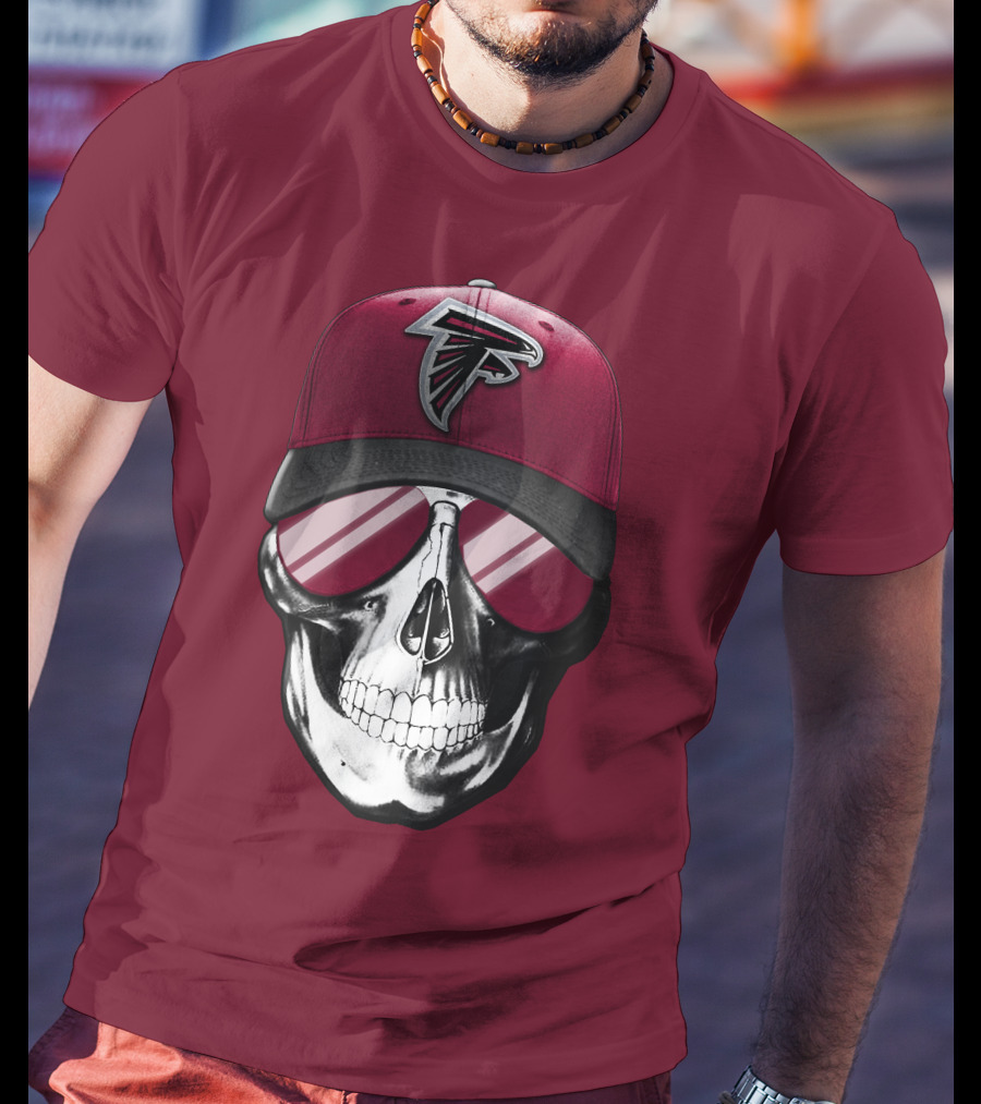 Atlanta Falcons Skull Cap With Reflective Glasses T-Shirt