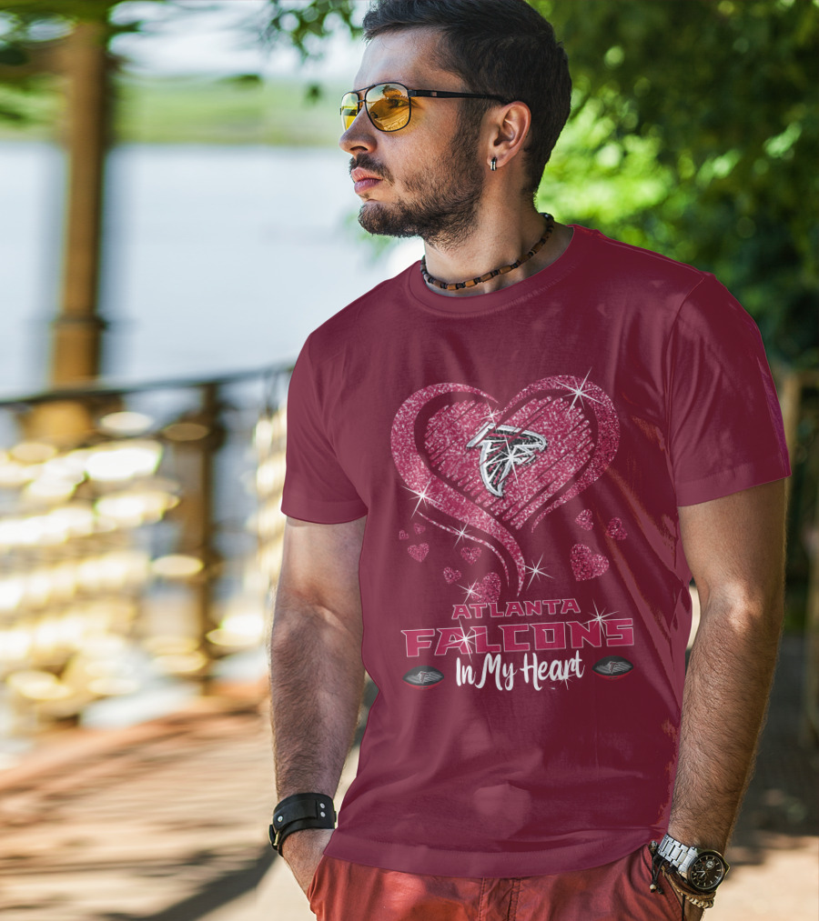 Atlanta Falcons Sparkling Heart Design In My Heart T-Shirt