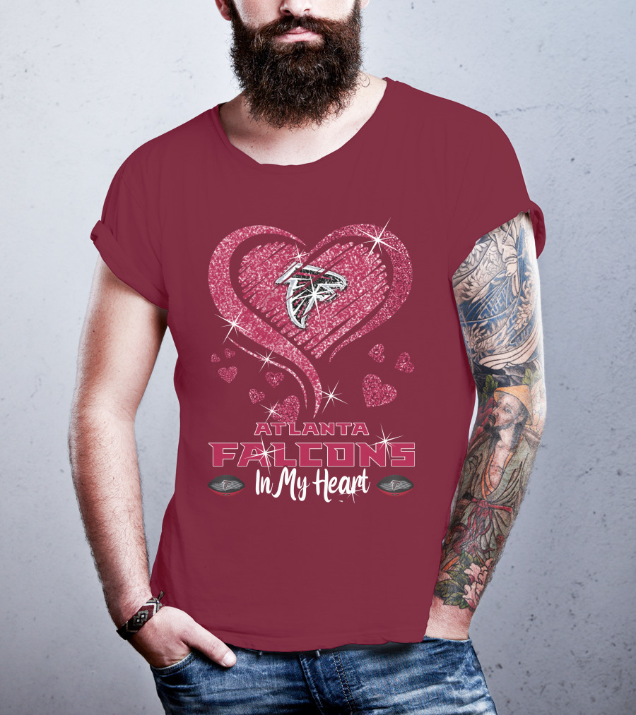 Atlanta Falcons Sparkling Heart Design In My Heart T-Shirt