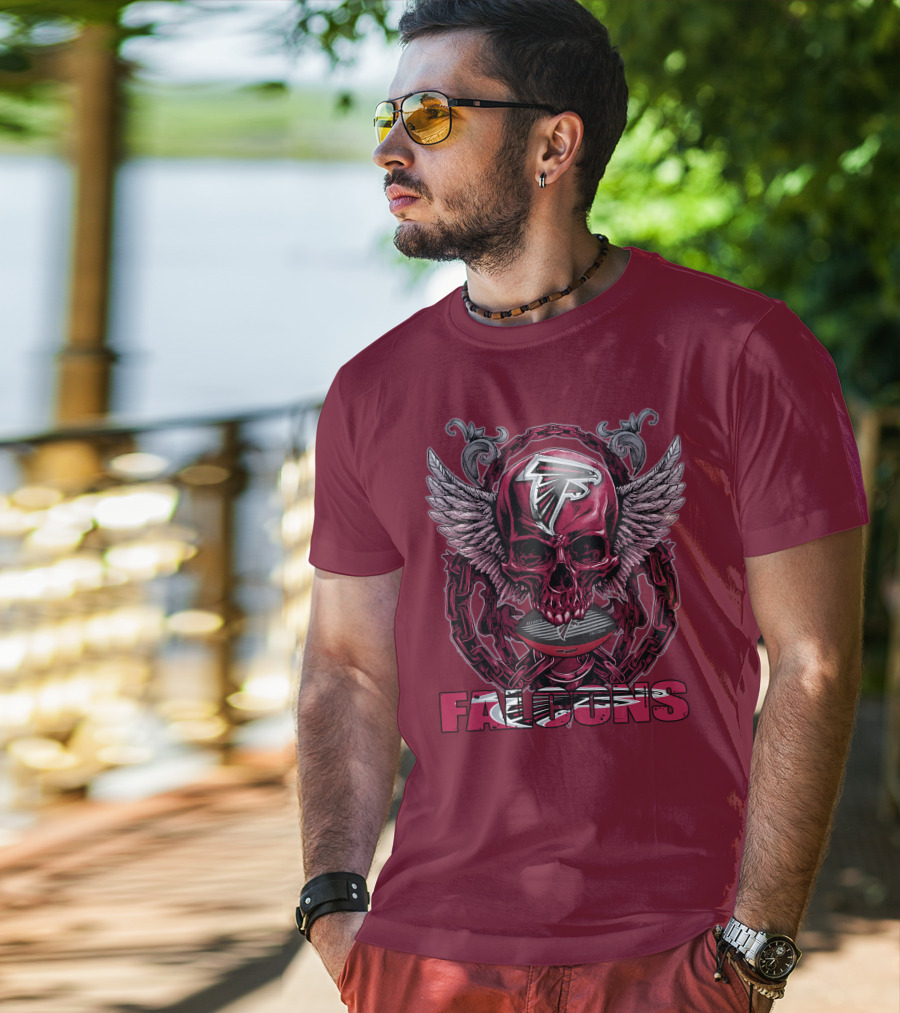 Skullfb Atlanta Falcons Winged Skull T-Shirt