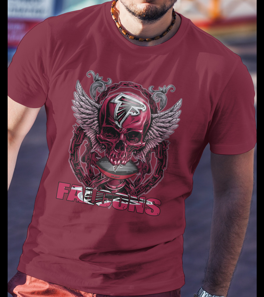Skullfb Atlanta Falcons Winged Skull T-Shirt