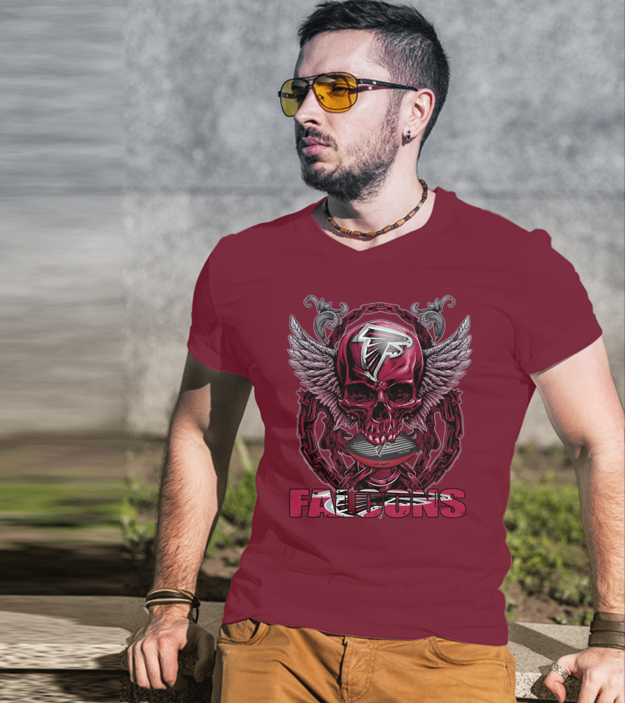 Skullfb Atlanta Falcons Winged Skull T-Shirt