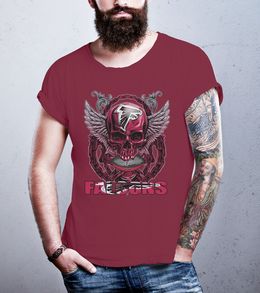 Skullfb Atlanta Falcons Winged Skull T-Shirt